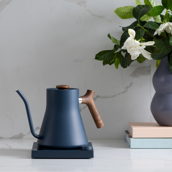 Fellow Stagg EKG - Electric Pour-Over Kettle - Blue with wooden handle