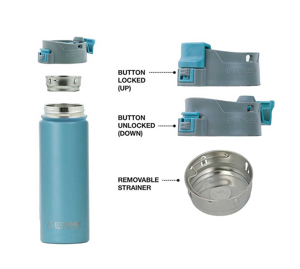 EcoVessel - Insulated Water Bottle Perk - Silver Express 16oz / 473 ml