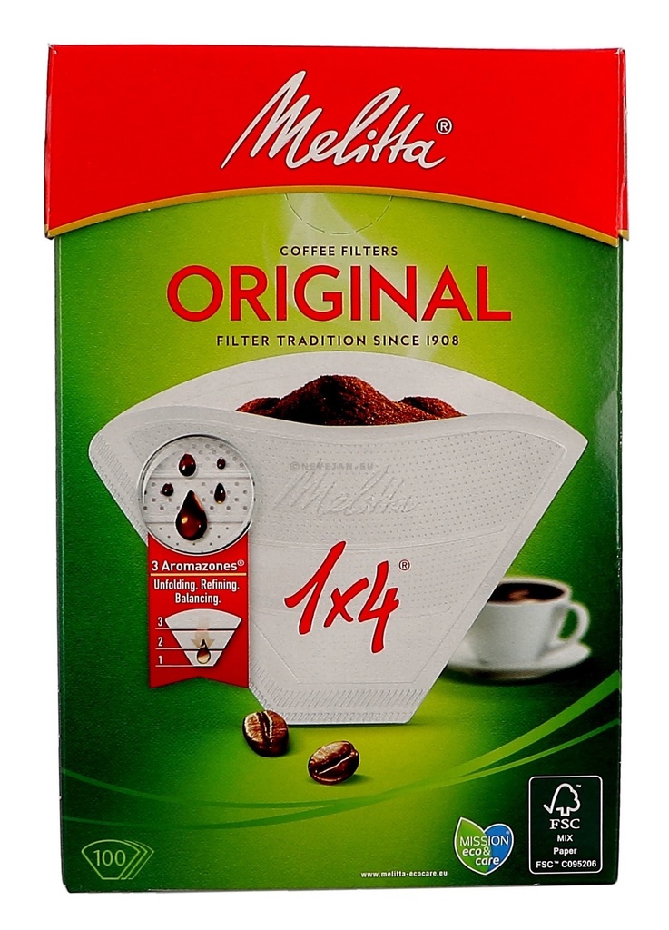 Melitta - Original 1x4 White Filters (100pcs) (4 pack)