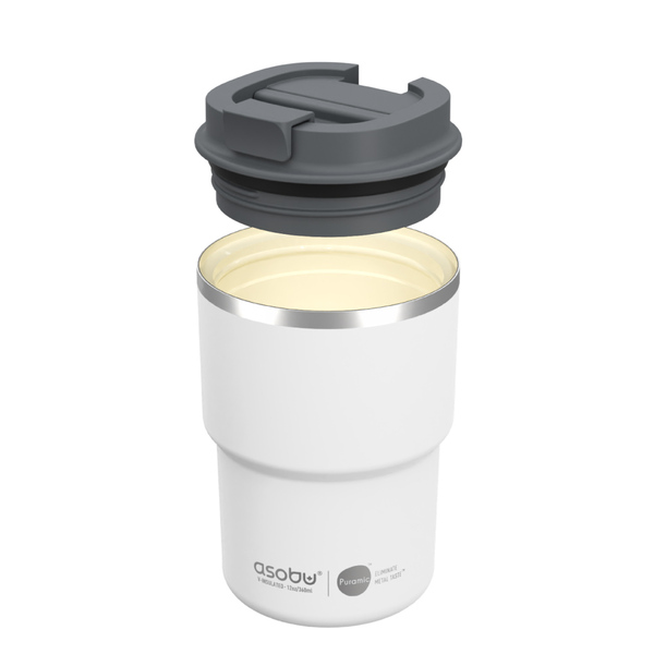 Asobu - Pick Me Up White - 360 ml Ceramic Lined Travel Mug (thermos 12hrs hot 24hrs cold)
