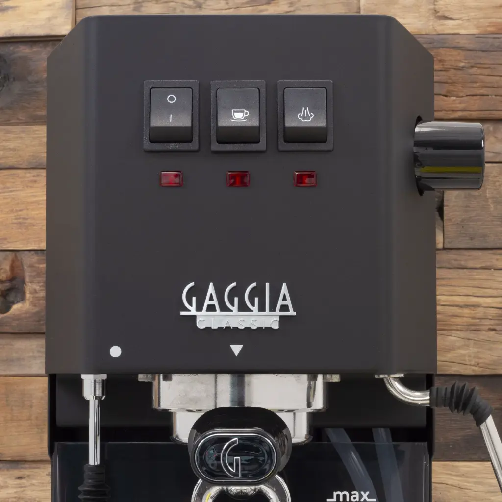 Gaggia Classic Pro Thunder Black front switches.webp