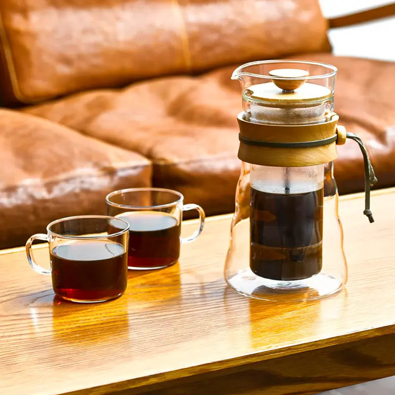 Hario Coffee Press Double Wall Insulated Glass - Olive Wood - 400ml (french press).webp