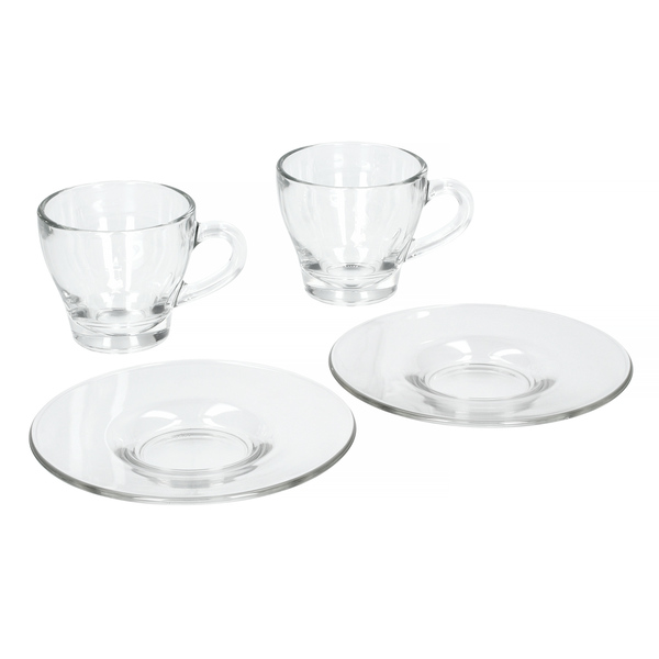 Bialetti Vetro - Set of 2 Cappuccino Cups and Saucers