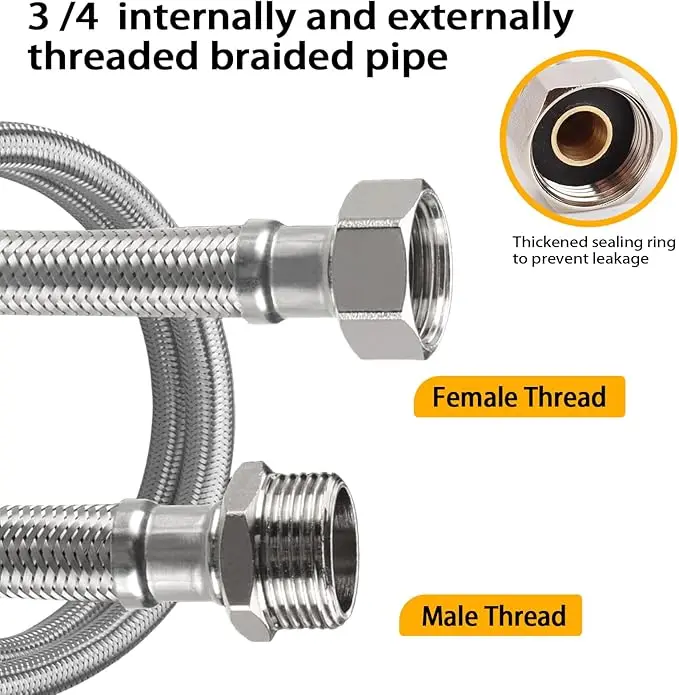 Flexible Stainless Steel Hose 150cm – 3 8 Female x 3 8 Male Conical Connection 3.webp