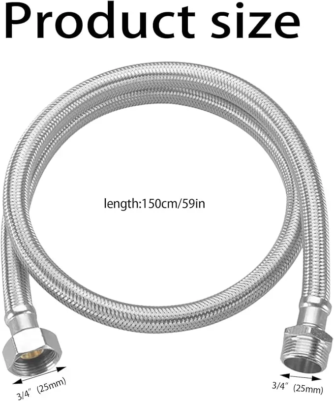 Flexible Stainless Steel Hose 150cm – 3 8 Female x 3 8 Male Conical Connection 2.webp