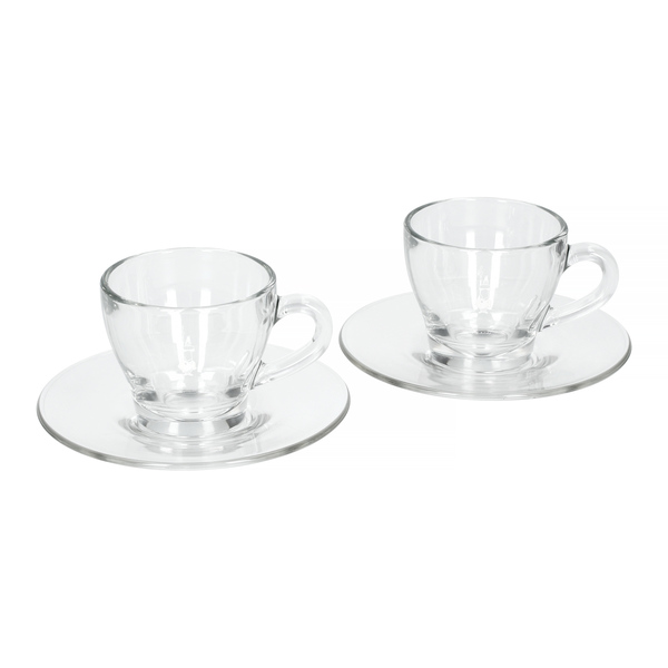 Bialetti Vetro - Set of 2 Cappuccino Cups and Saucers