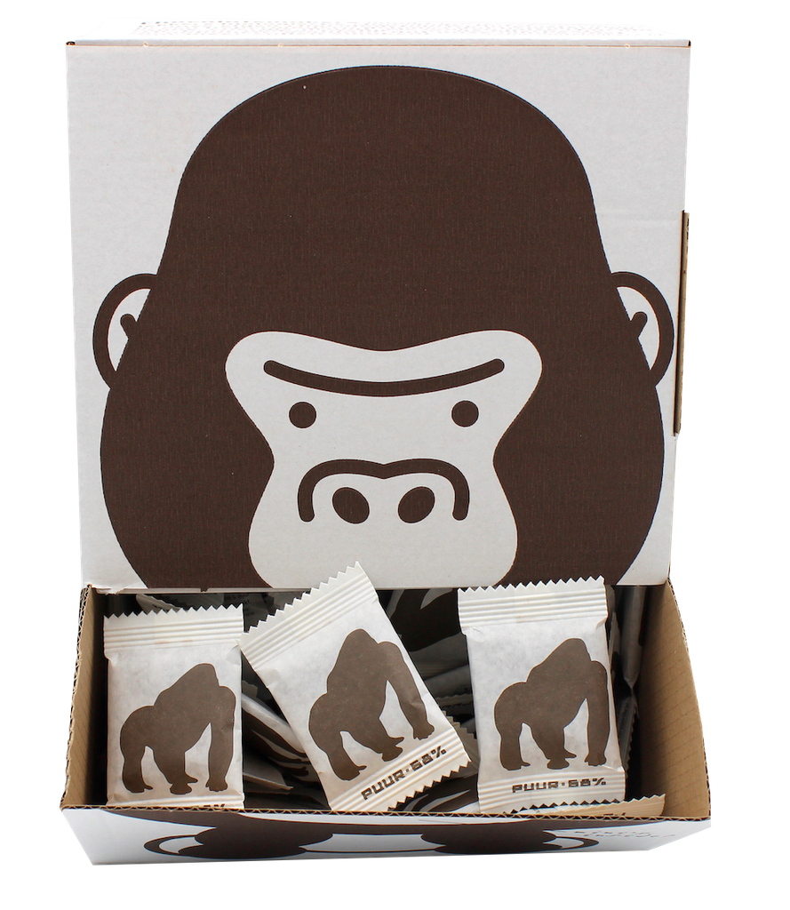Chocolatemakers Bio Ieni Mini Gorilla puur 68% (150 x 5g)