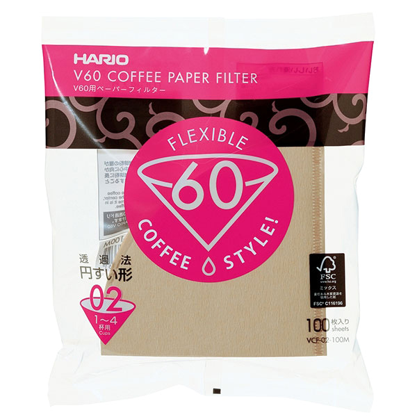Hario Misarashi brown paper filters - V60-02  - 100 pieces