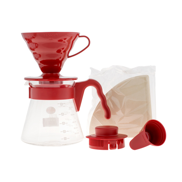 Hario V60 Pour Over Kit Red - dripper + server + filters