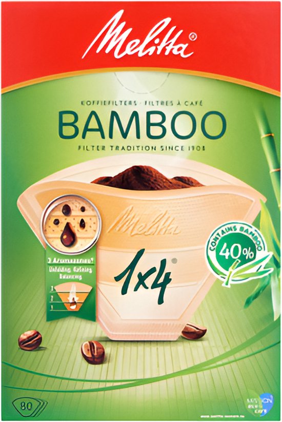 Melitta Original 1x4 bamboo (8 boxes of 80pcs - 640 filters total) 