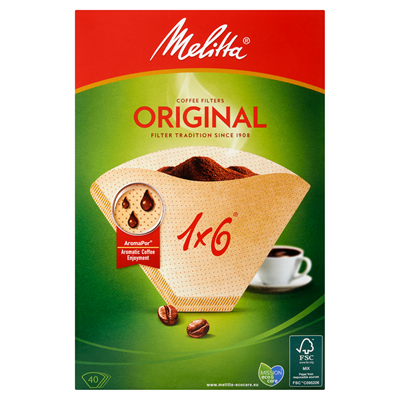 Melitta Paper Coffee Filters 1x6 - Original - 40 pieces (8 pack 320 filters)