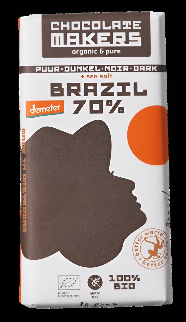 Chocolatemakers - Demeter Brazil - Puur 70% + zeezout (bar of 80gr)