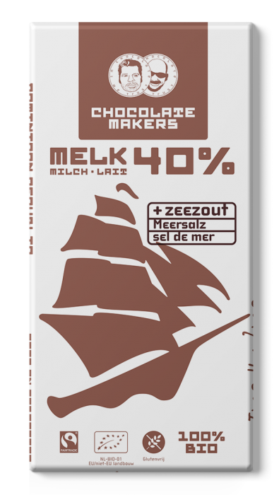Chocolatemakers Bio Tres Hombres milk 40% sea salt - 85 gram