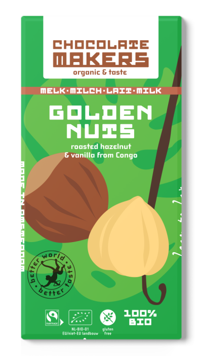 Chocolatemakers - Bio Golden Nuts Melk - Milch - Lait (85 gram) - Fairtrade