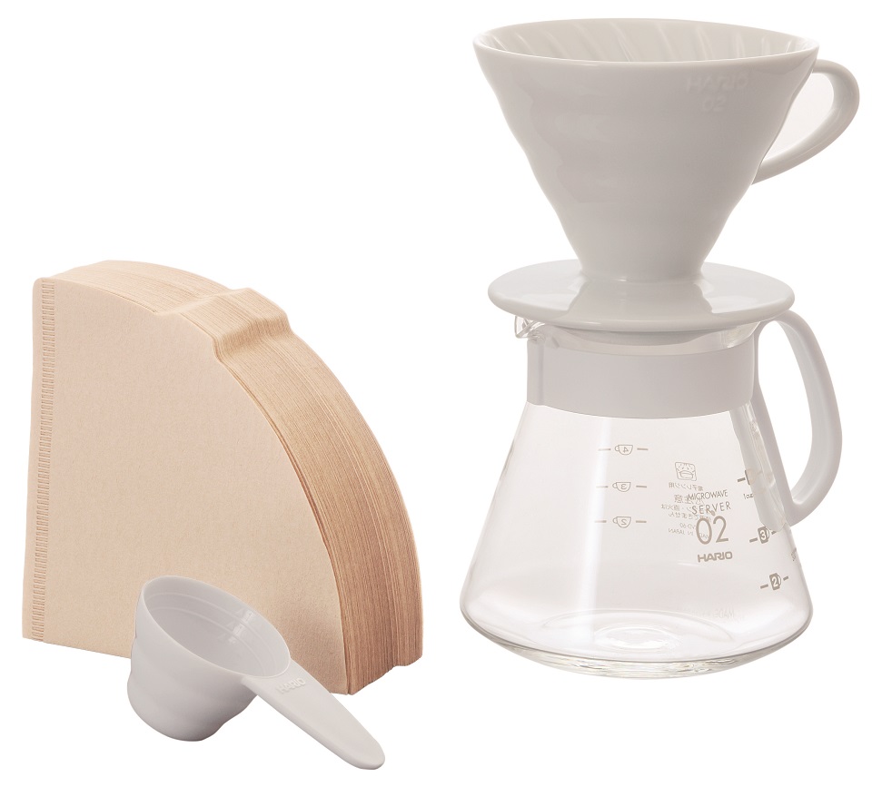Hario V60-02 Dripper Set White Ceramic