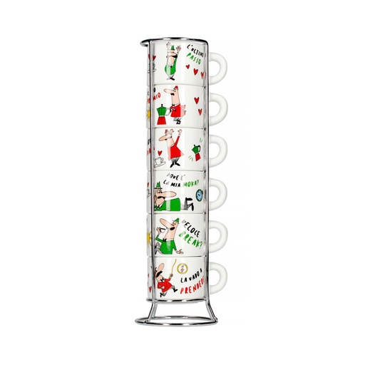 [TAZZ202] Bialetti Italia - Set of 6 Espresso Cups with Stand
