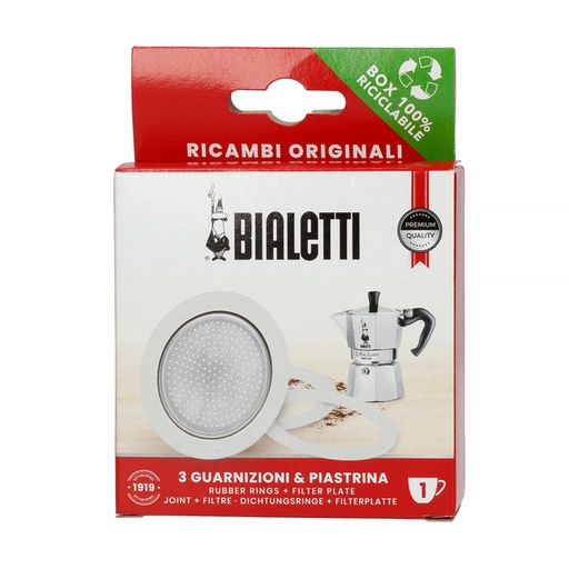 [0800031] Bialetti - 3 Seals + Sieve for 1tz Aluminium Coffee Makers