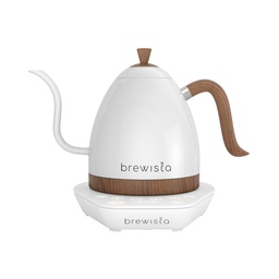 [BA10VKVDE-PWW] Brewista Artisan Variable Temperature Electric Kettle Matte White with Wood 1000ml