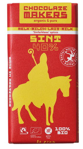 Chocolatemakers Bio Sinterklaas bar melk 40% Sinterklaaskruiden