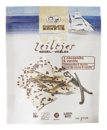 Chocolatemakers chocozeiltjes wit vanille met cacaonibs (box of 8)