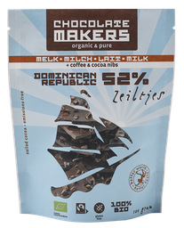 Chocolatemakers Bio Fair Trade Zeiltjes Melk 52% Cacaonibs (box of 12)