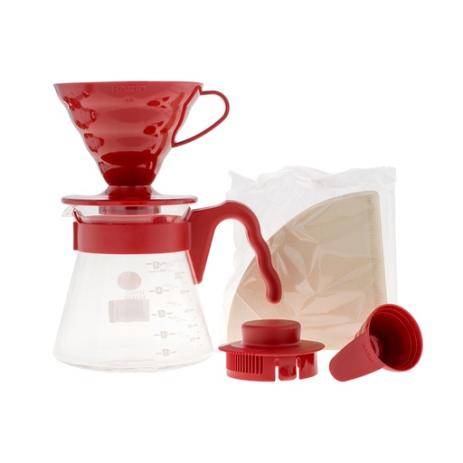[VCSD-02R] Hario V60 Pour Over Kit Red - dripper + server + filters
