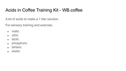 Acids in Coffee Training Kit